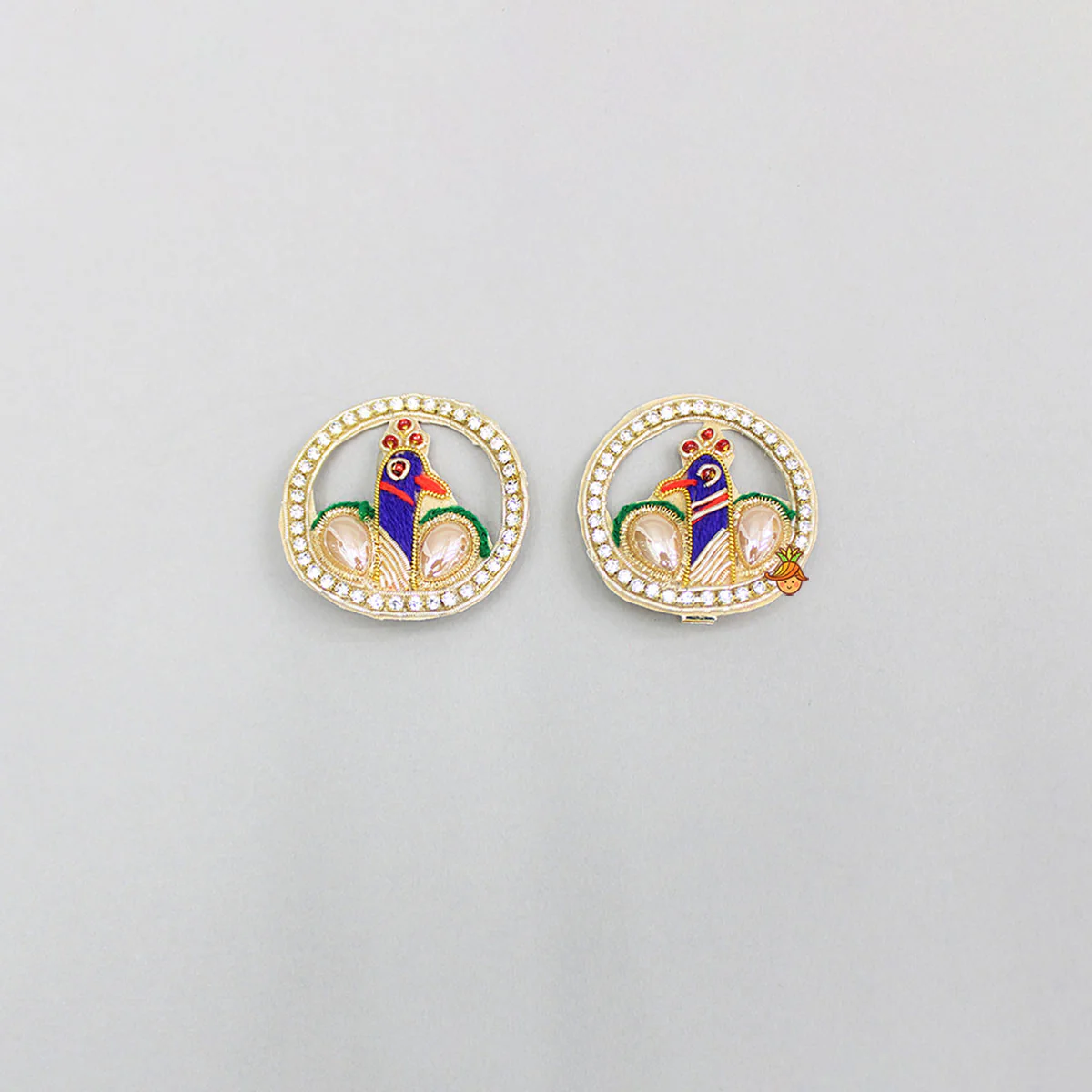 Peacock Embroidered Studded Hairclips
