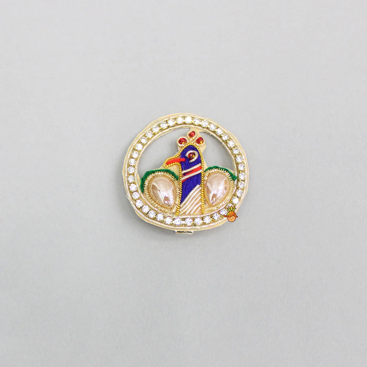 Peacock Embroidered Studded Hairclips - Image 3