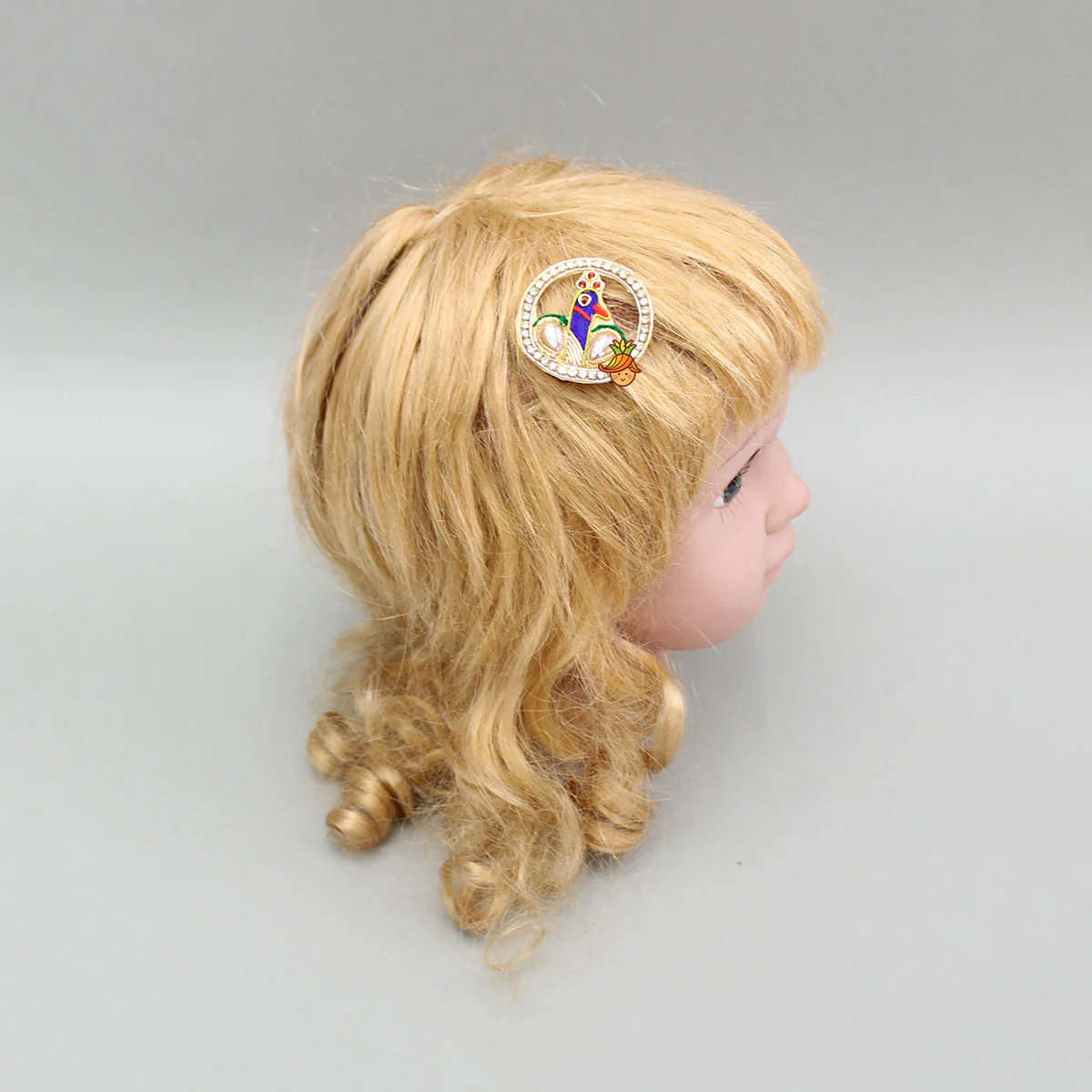 Peacock Embroidered Studded Hairclips - Image 4