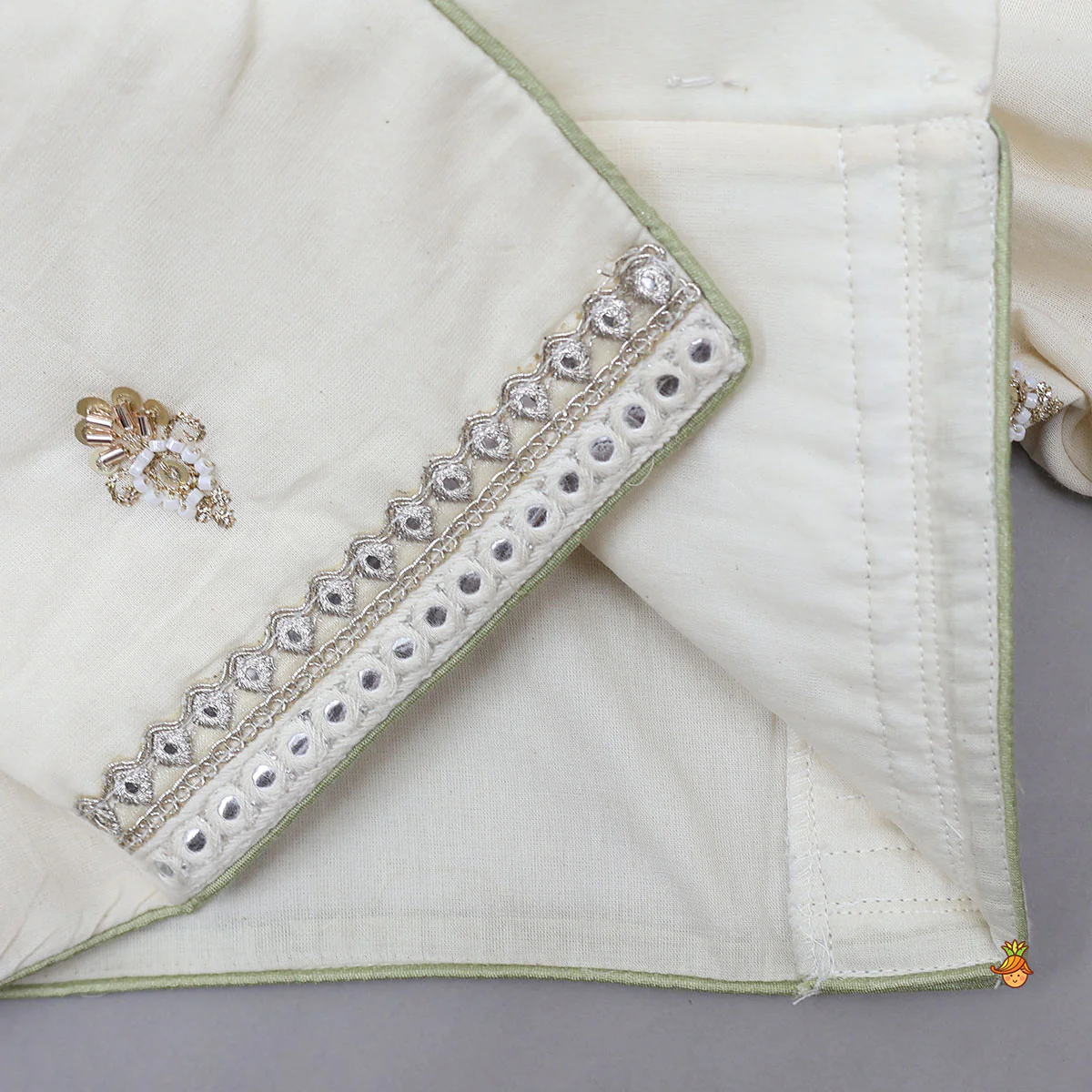 Peter Pan Collar Top And Embroidered Lehenga With Net Dupatta - Image 6