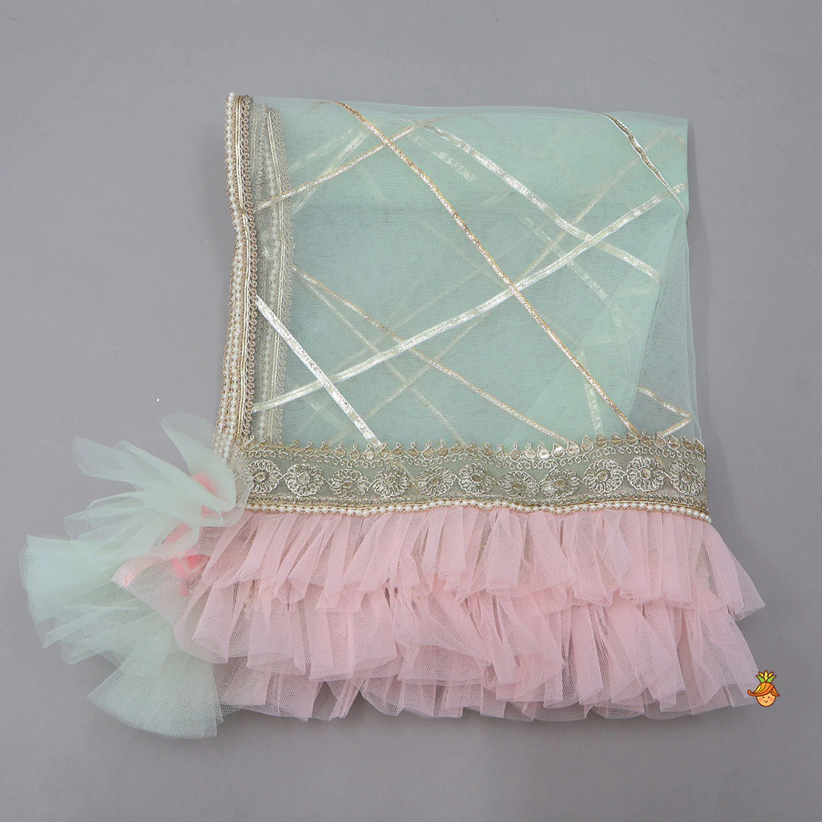 Peter Pan Collar Top And Embroidered Lehenga With Net Dupatta - Image 8