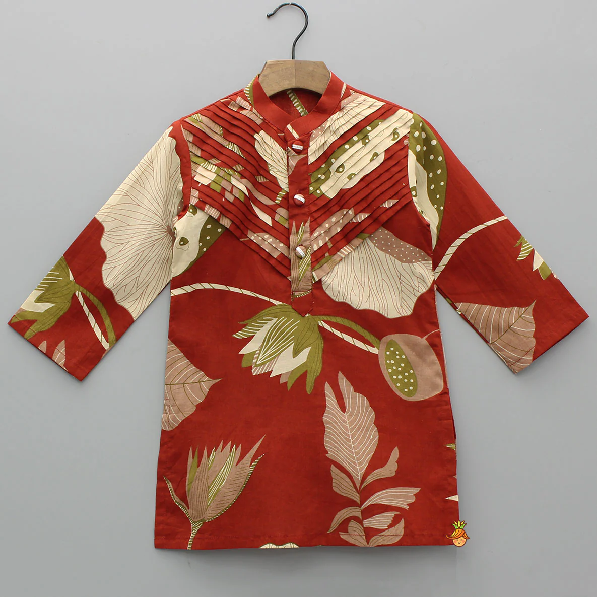 Pin Tuck Detailed Cotton Printed Kurta And Pyjama - Image 3