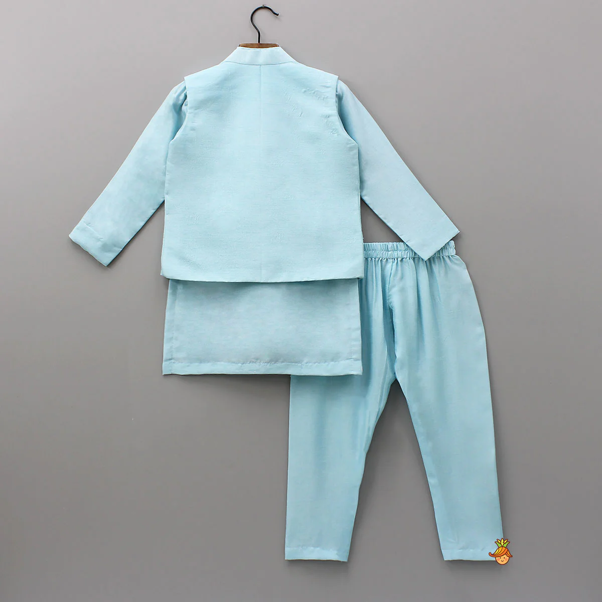 Pin Tuck Kurta With Floral Embroidered Jacket And Pyjama - Image 2