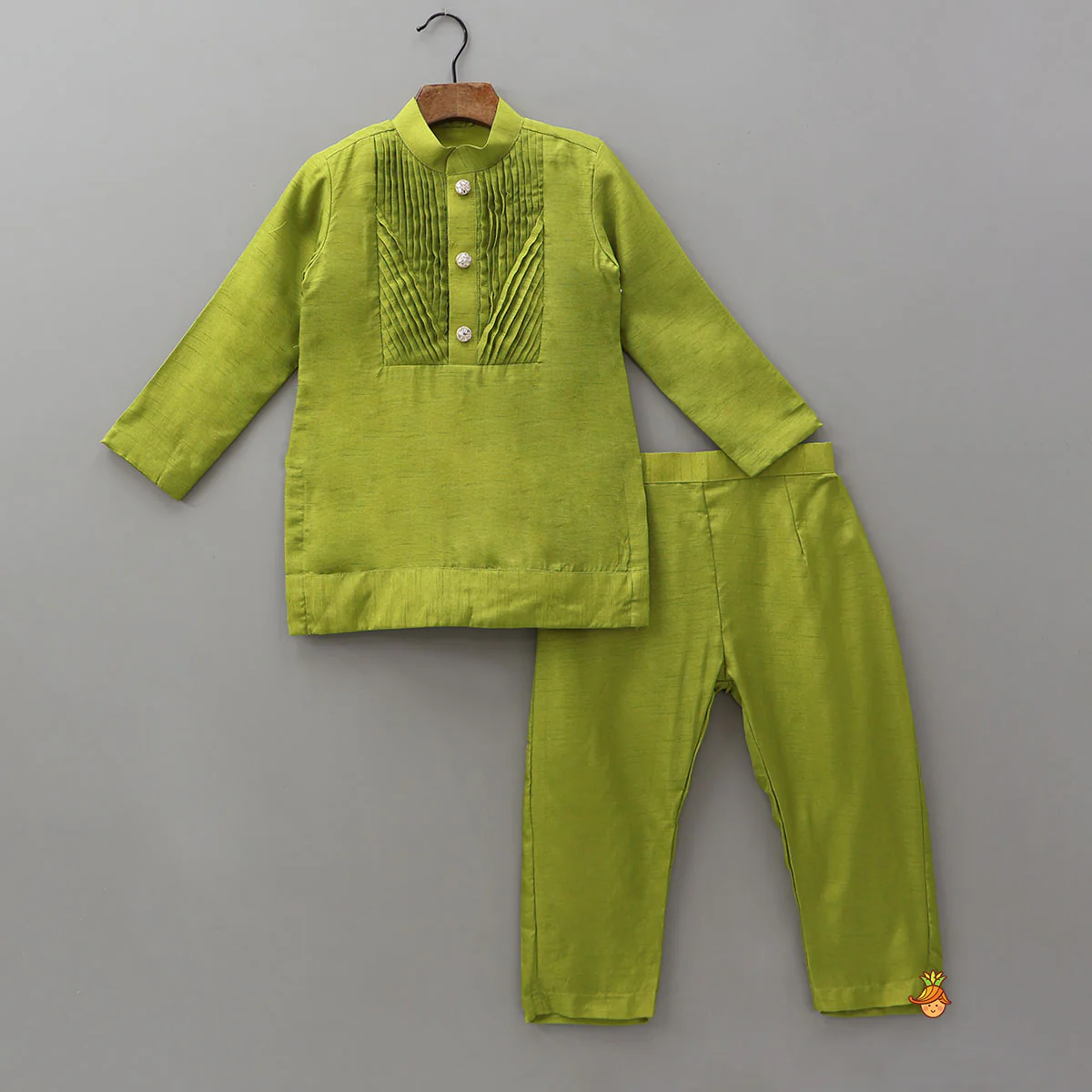 Pin-Tuck Kurta With Open Jacket And Pyjama - Image 3