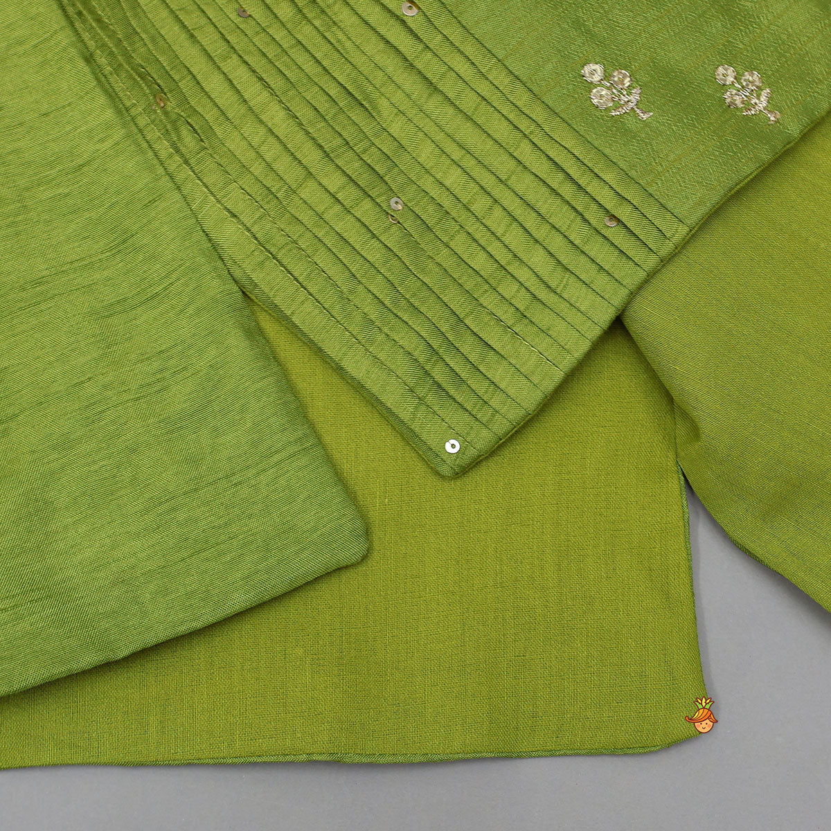 Pin-Tuck Kurta With Open Jacket And Pyjama - Image 8