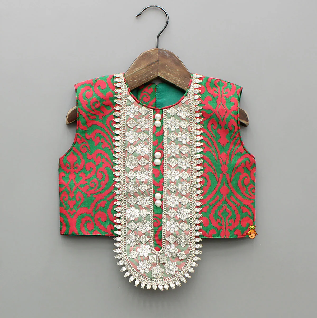 Pink And Green Printed Top With Palazzo - Image 3
