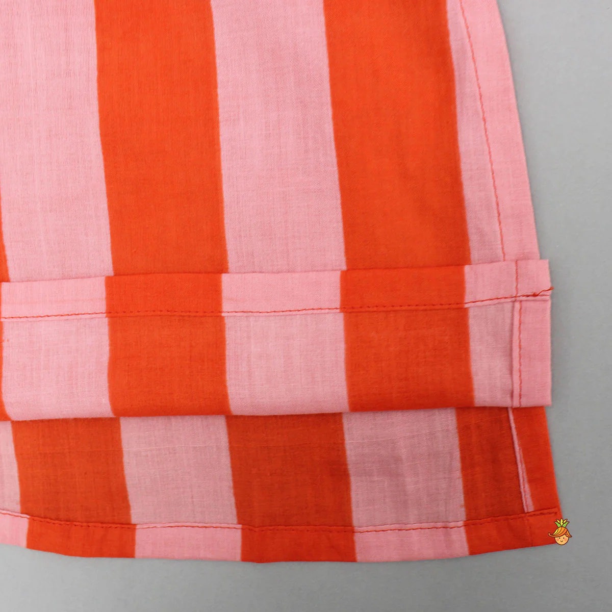 Pink And Orange Striped Kurta With Matching Jacket And Off White Pyjama - Image 7
