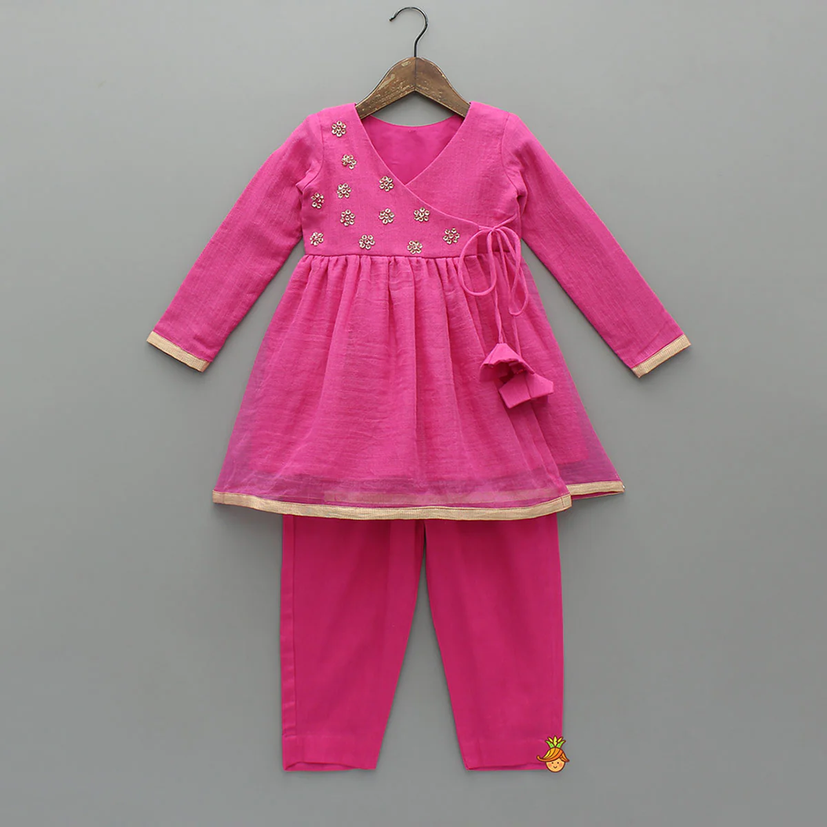 Pink Angarkha Style Kurti With Matching Pant