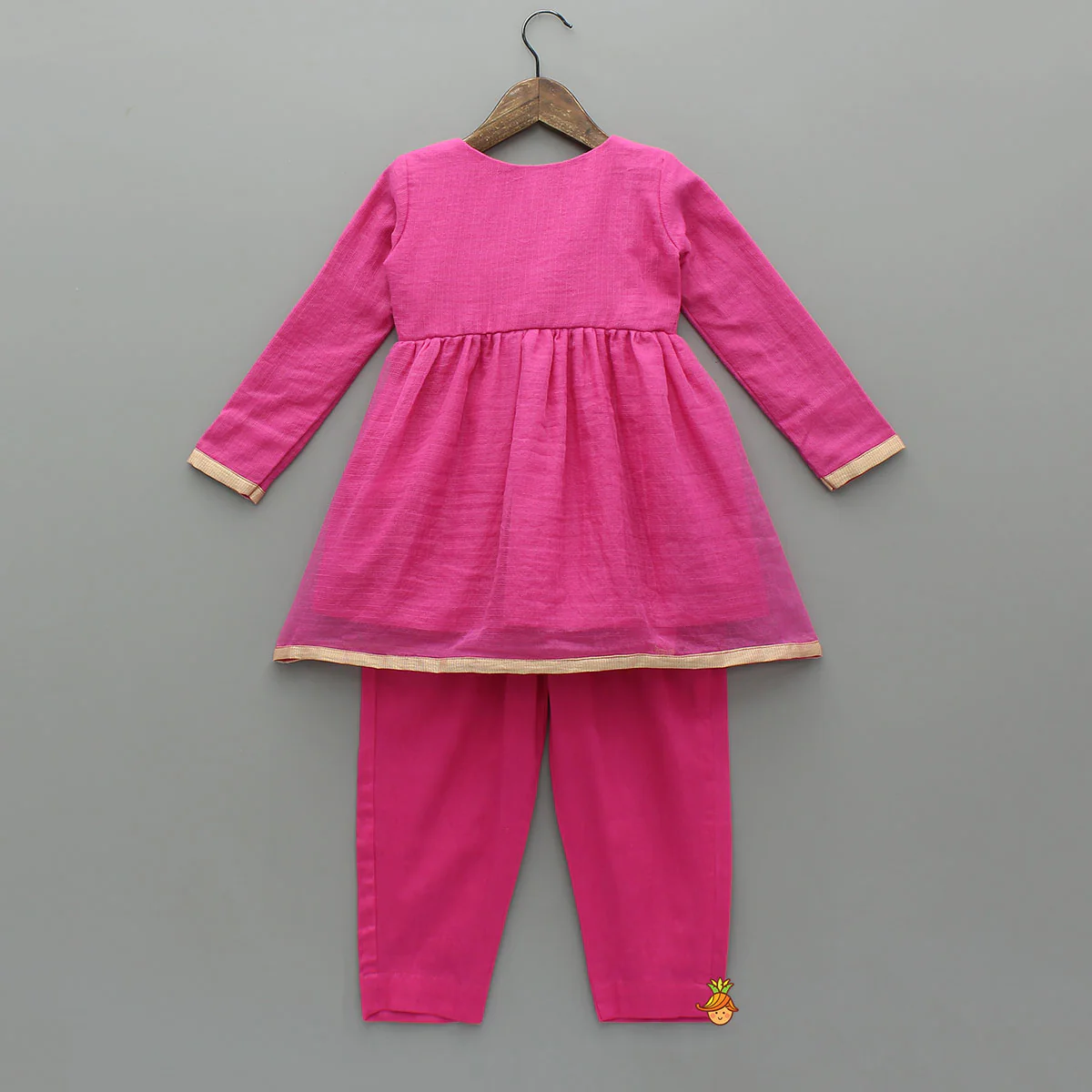 Pink Angarkha Style Kurti With Matching Pant - Image 2