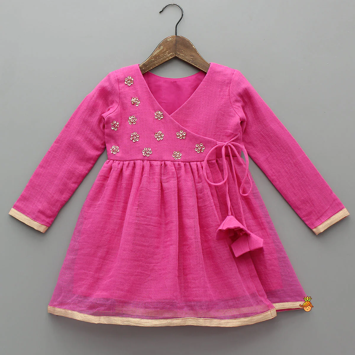 Pink Angarkha Style Kurti With Matching Pant - Image 3