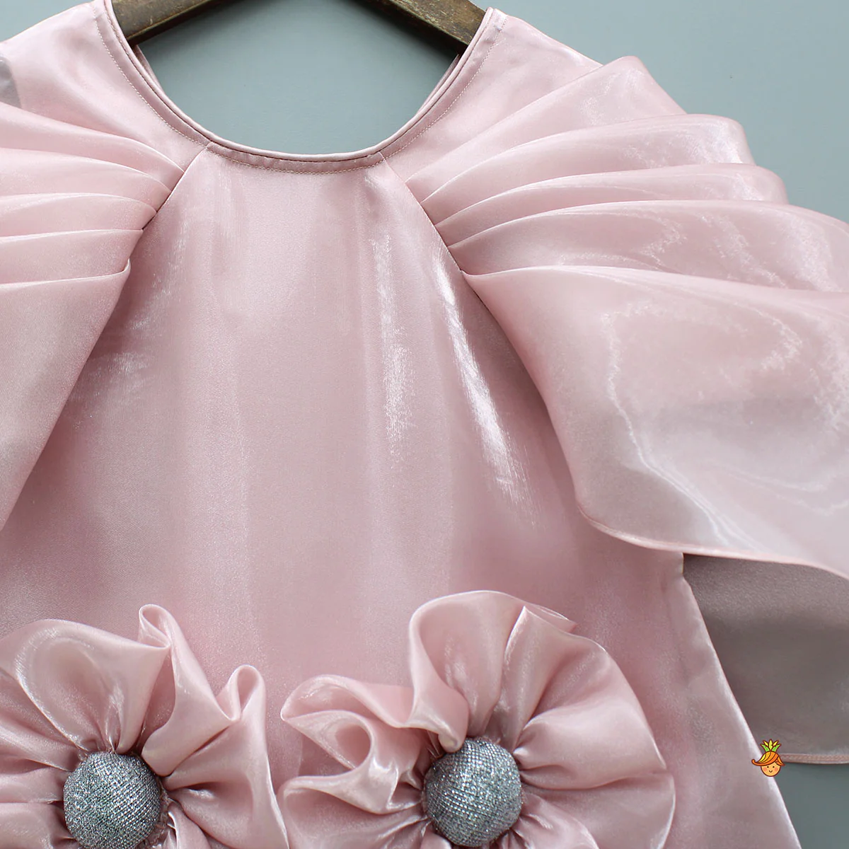 Pink Artificial Flowers Embellished Dress - Image 3