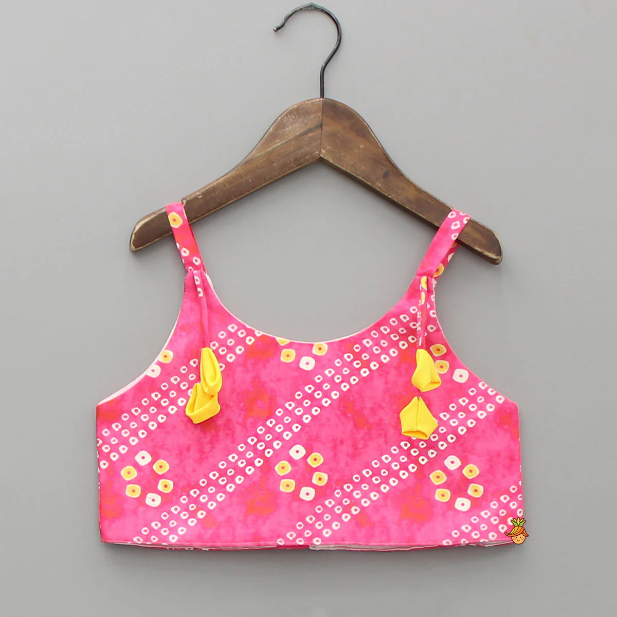 Pink Bandhani Printed Top And Lehenga With Dupatta - Image 4