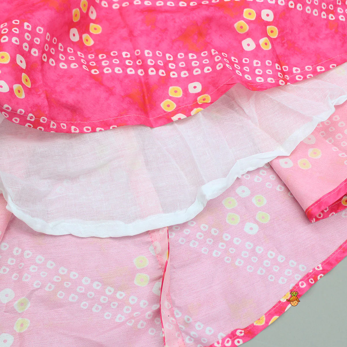 Pink Bandhani Printed Top And Lehenga With Dupatta - Image 7