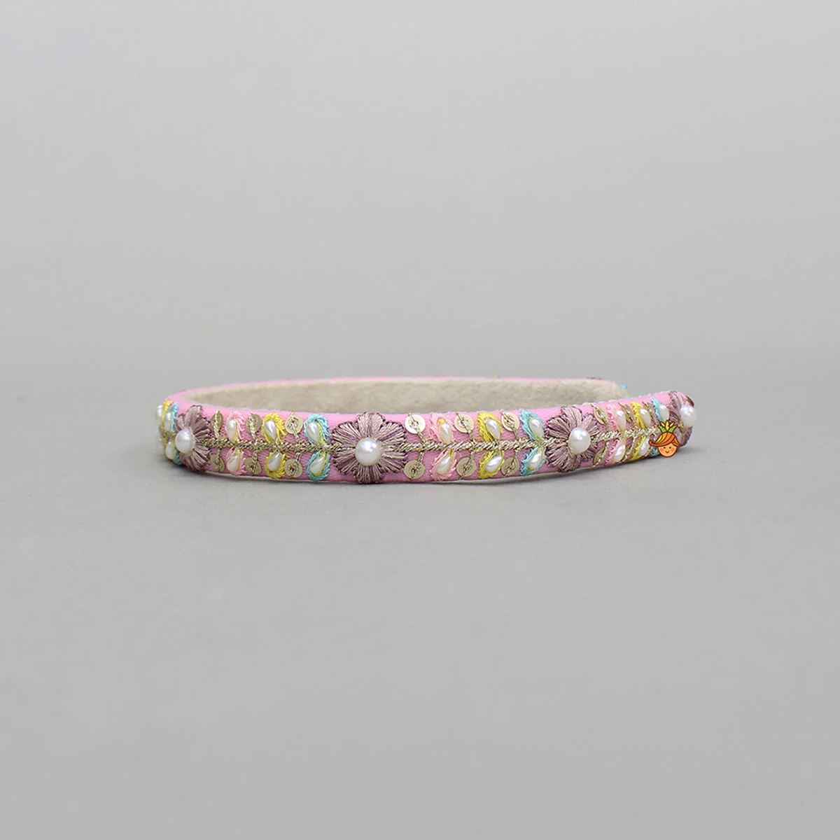 Pink Beaded Embroidered Hairband
