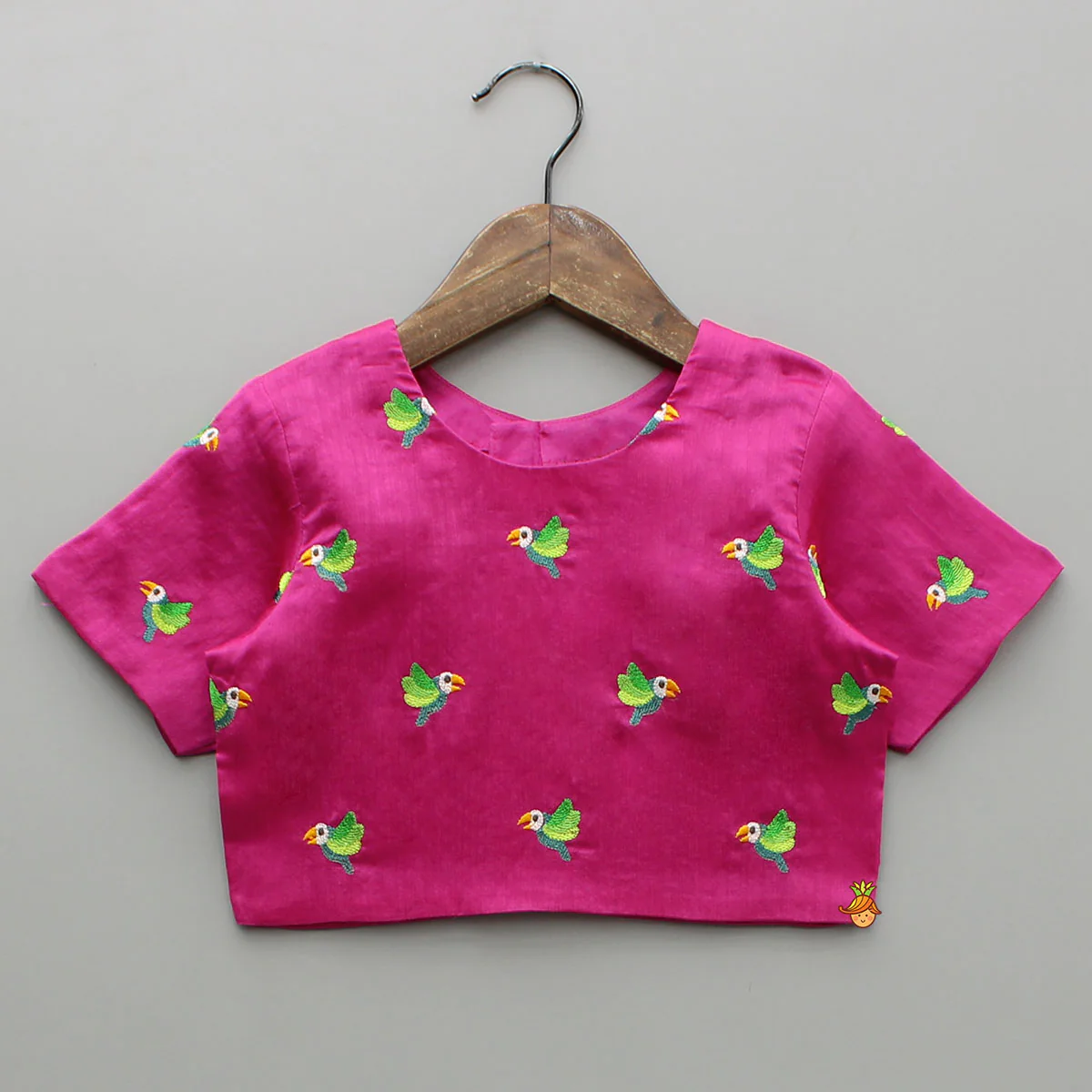 Pink Bird Embroidered Top And Lehenga - Image 3