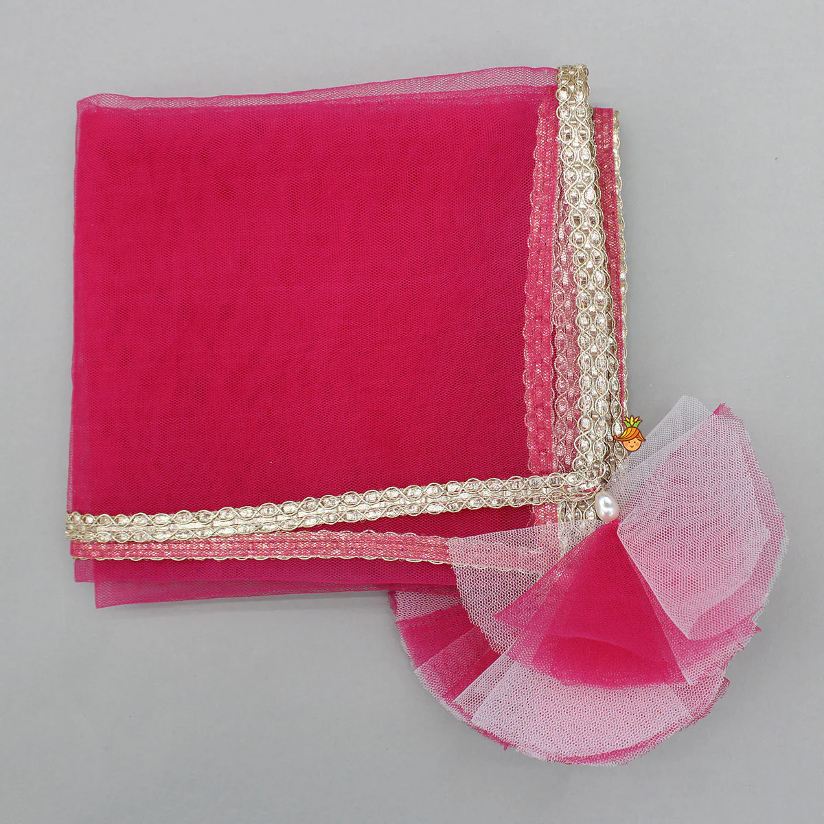 Pink Brocade Top With Off White Lehenga And Dupatta - Image 11