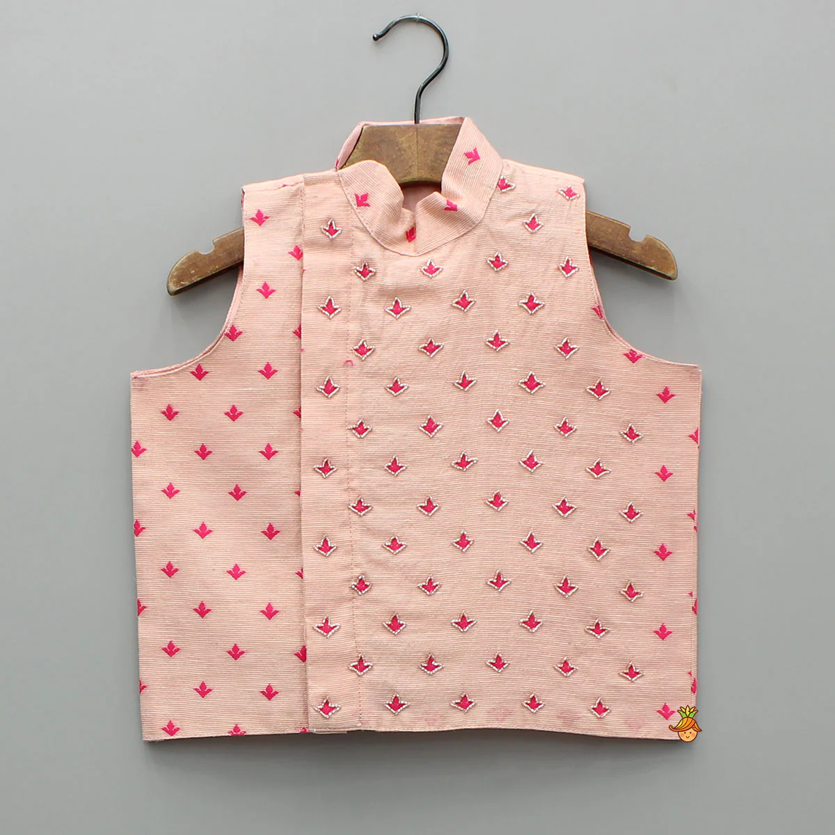 Pink Chanderi Kurta With Stylish Embroidered Jacket And Pyjama - Image 6