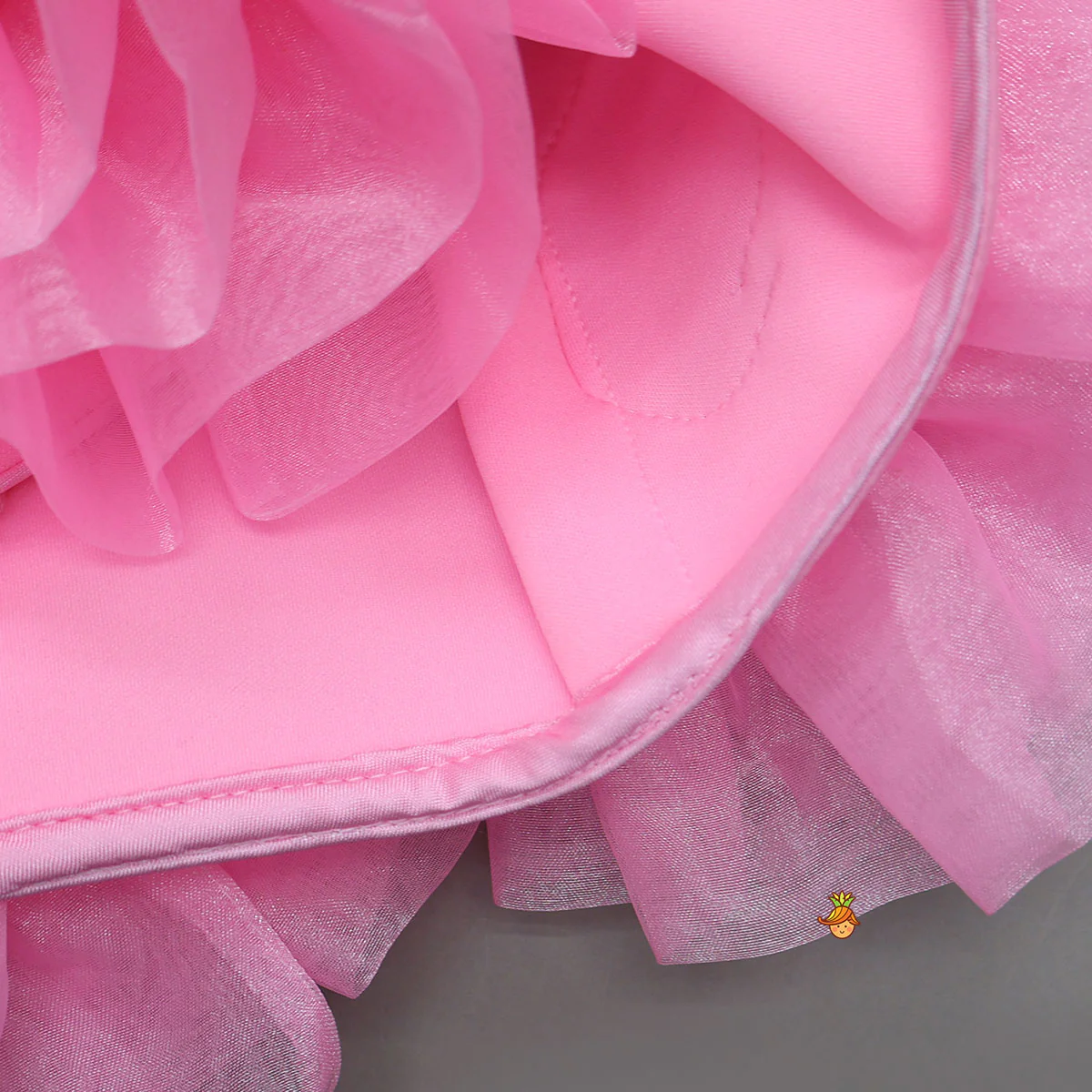 Pink Elegant Embellished Dress With Organza Flower Detail - Image 10