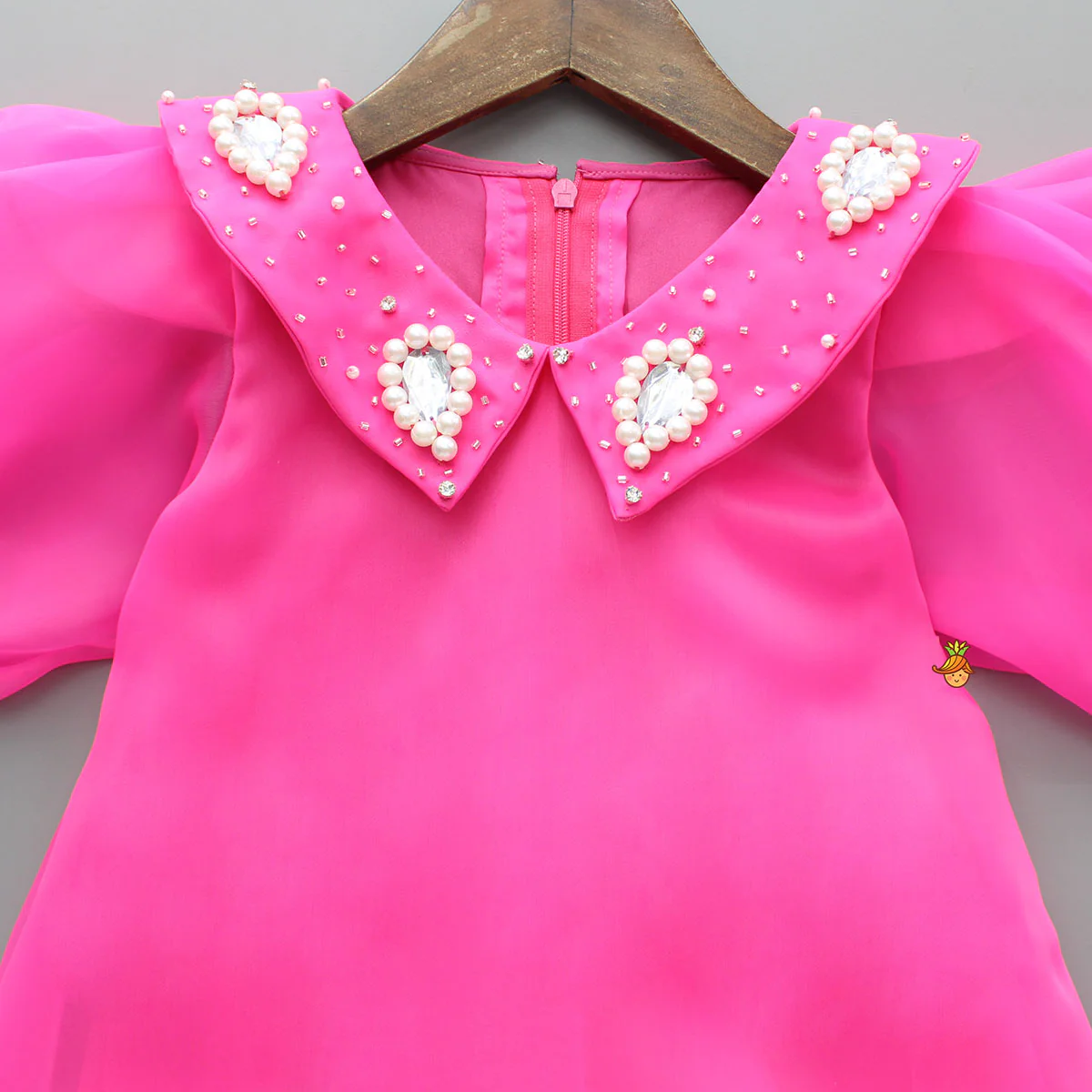 Pink Embellished Collar Elegant Dress - Image 3