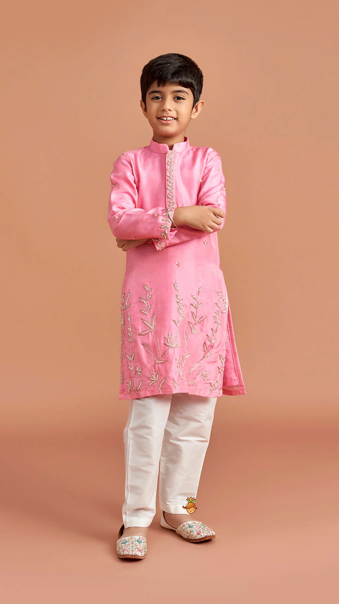 Pink Embroidered Kurta And Pyjama - Image 2