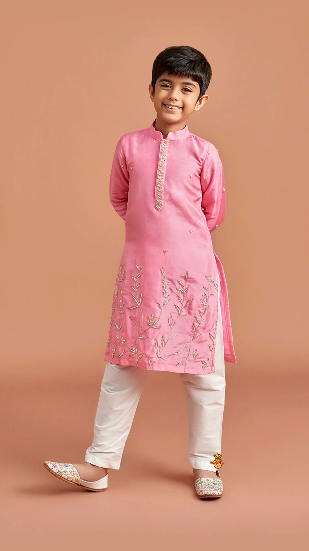 Pink Embroidered Kurta And Pyjama - Image 4