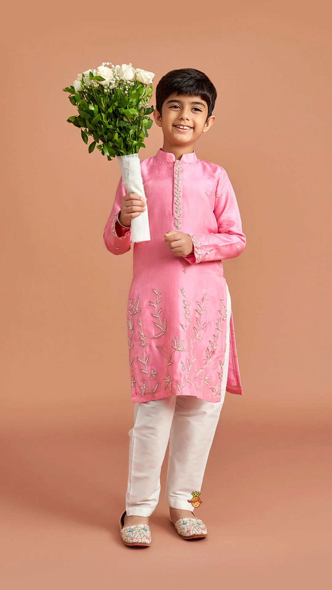 Pink Embroidered Kurta And Pyjama - Image 5