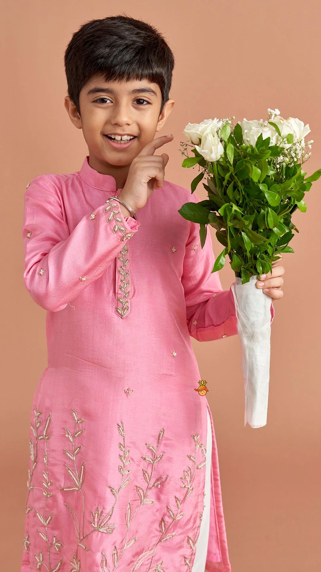 Pink Embroidered Kurta And Pyjama - Image 7