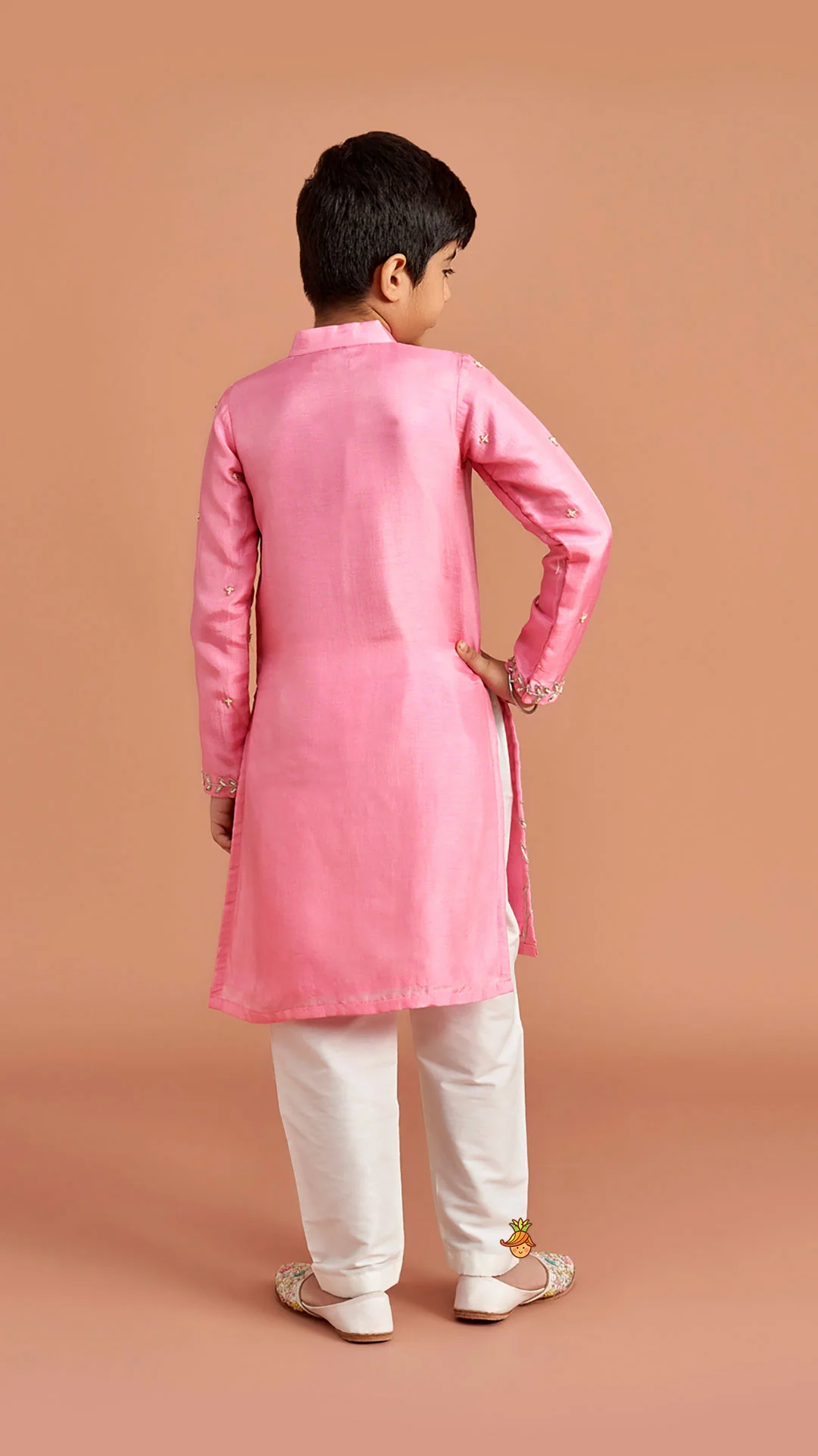 Pink Embroidered Kurta And Pyjama - Image 8