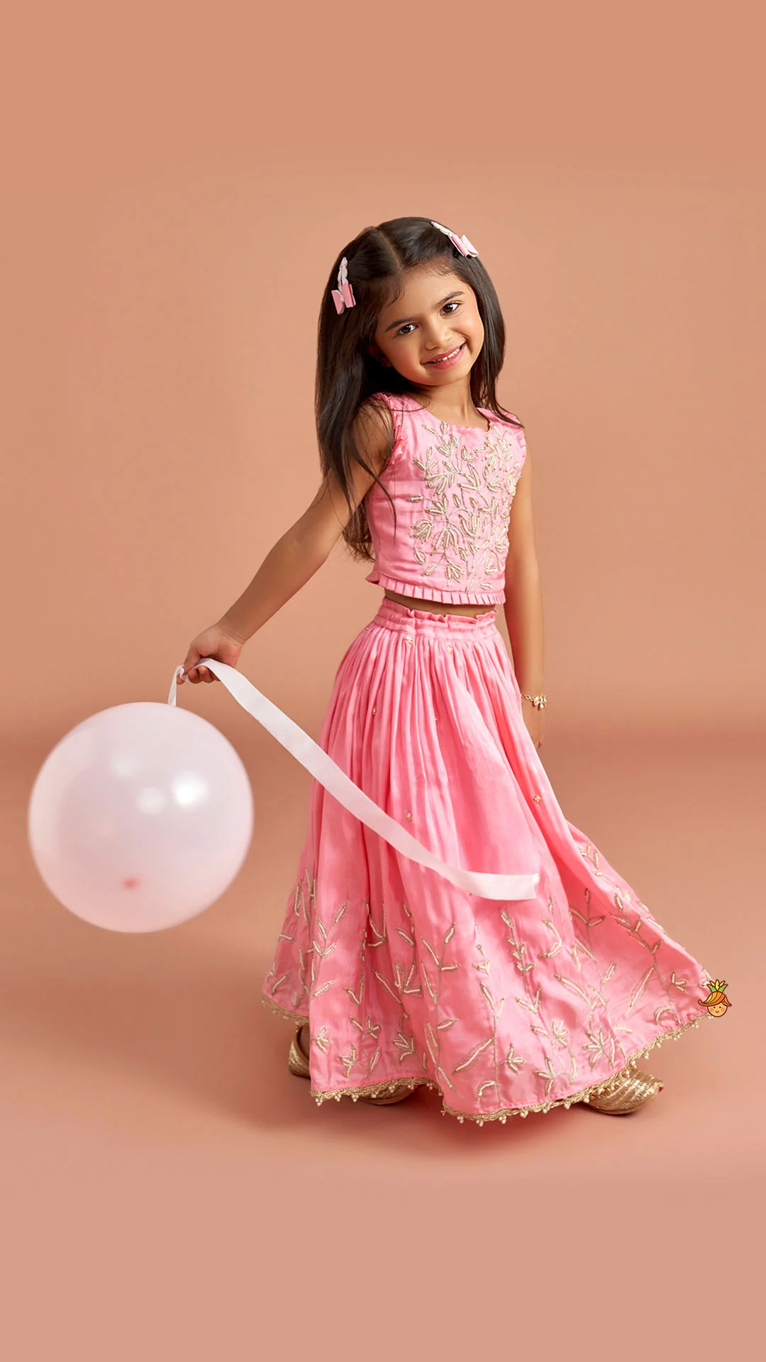 Pink Embroidered Top And Lehenga - Image 4