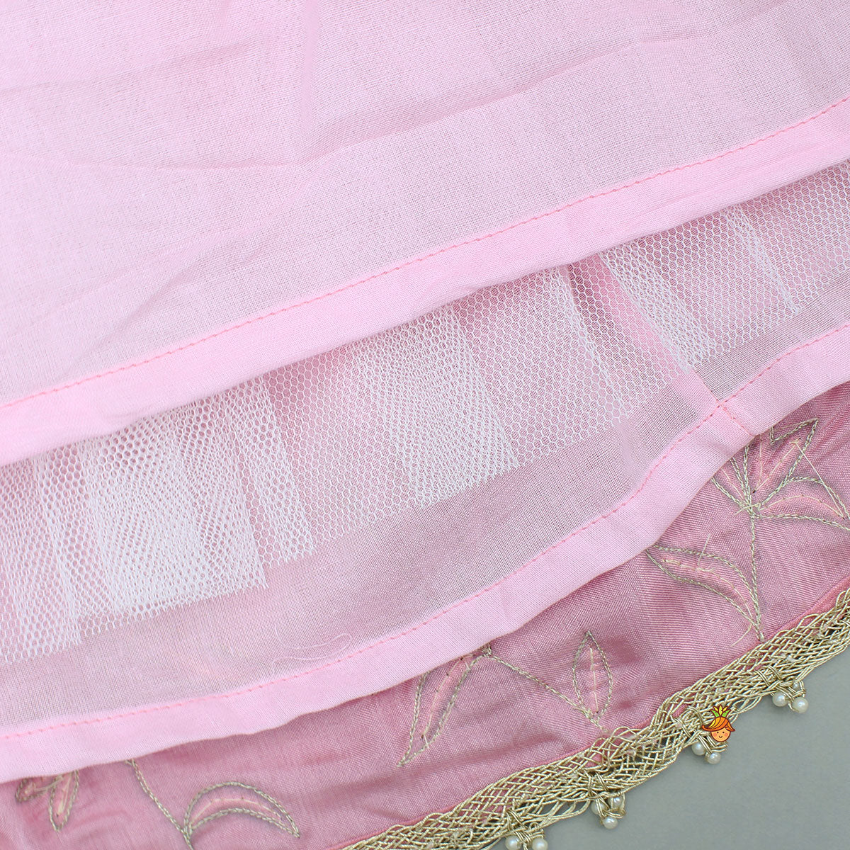 Pink Embroidered Top And Lehenga - Image 9