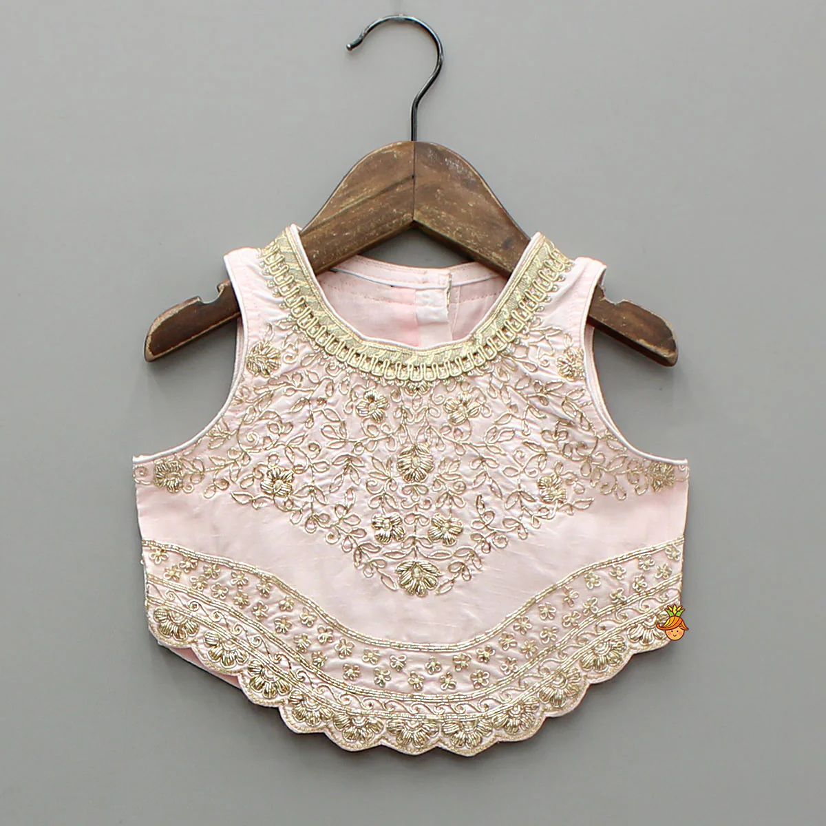Pink Floral Embroidered Stylish Hem Top With Palazzo And Dupatta - Image 4