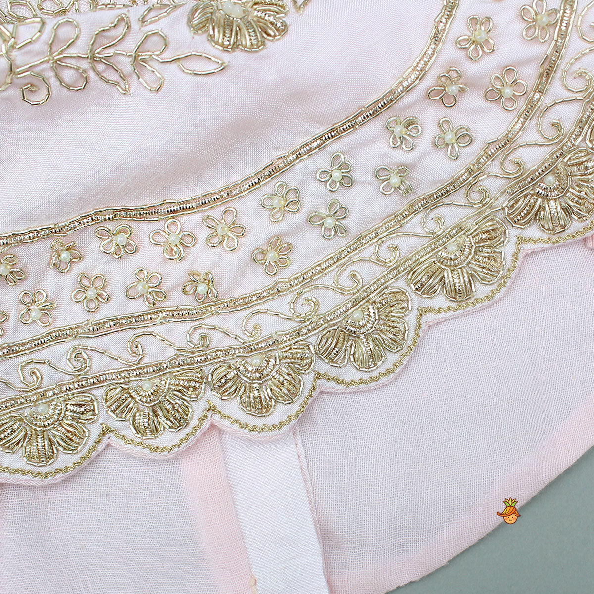 Pink Floral Embroidered Stylish Hem Top With Palazzo And Dupatta - Image 6