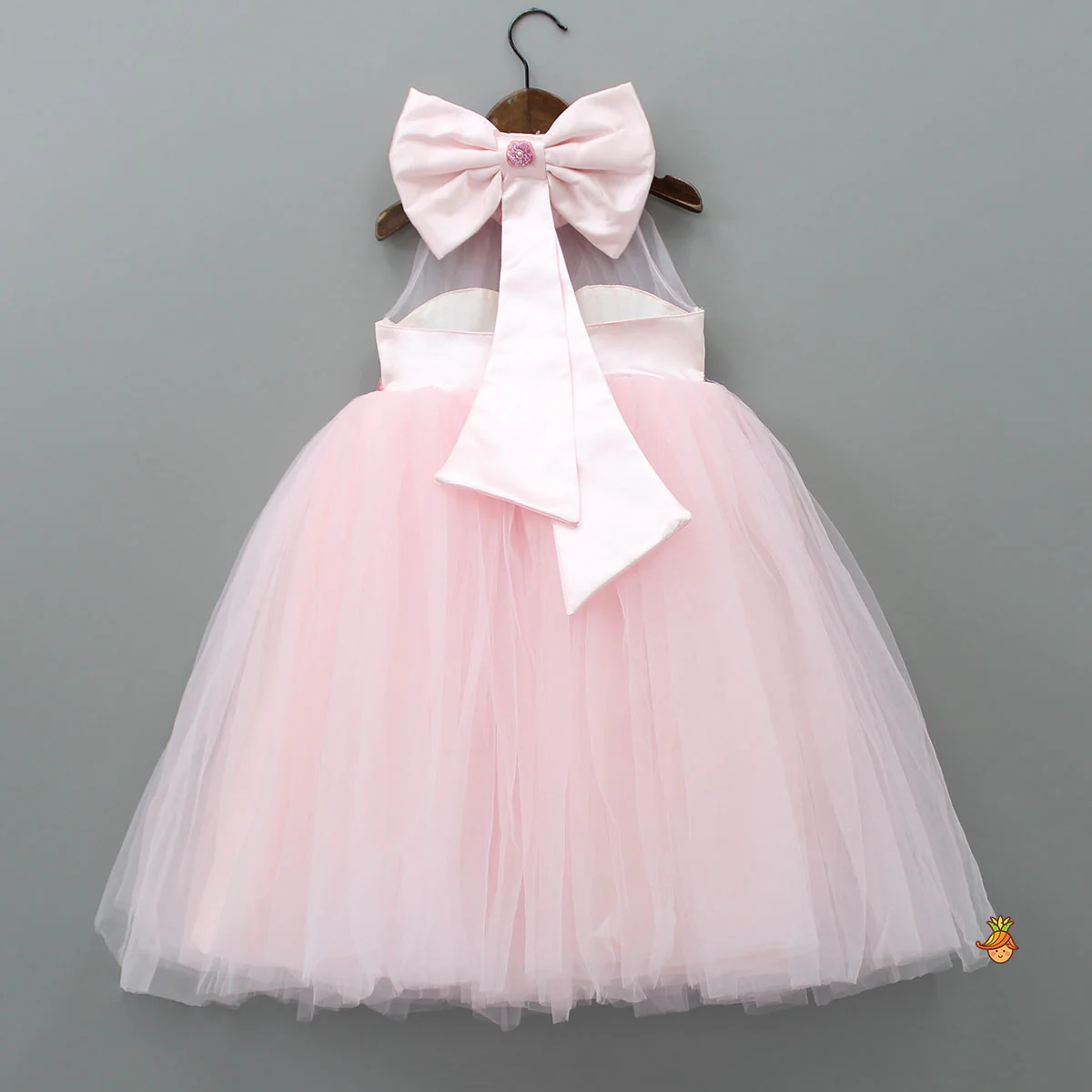 Pink Halter Neck Embroidered Gown - Image 2