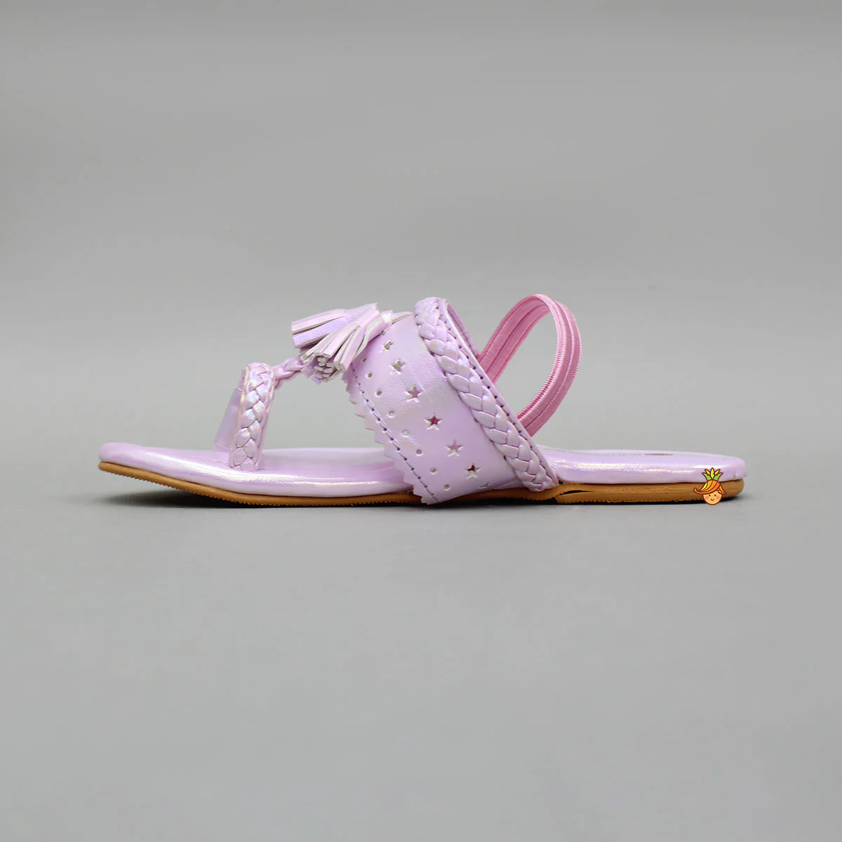 Pink Holographic Braid Detailed Kolhapuri Flats - Image 5
