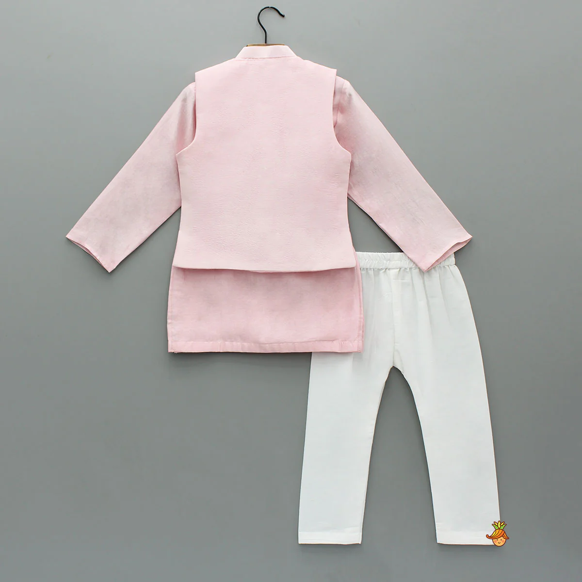 Pink Kurta With Floral Embroidered Jacket And Pyjama - Image 2