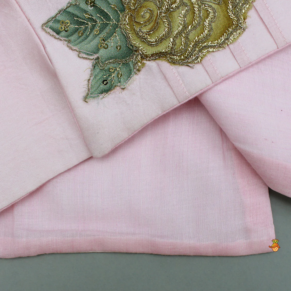 Pink Kurta With Floral Embroidered Jacket And Pyjama - Image 8
