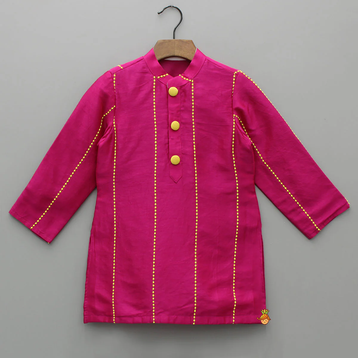 Pink Kurta With Polka Dots Embroidered Jacket And Pyjama - Image 4