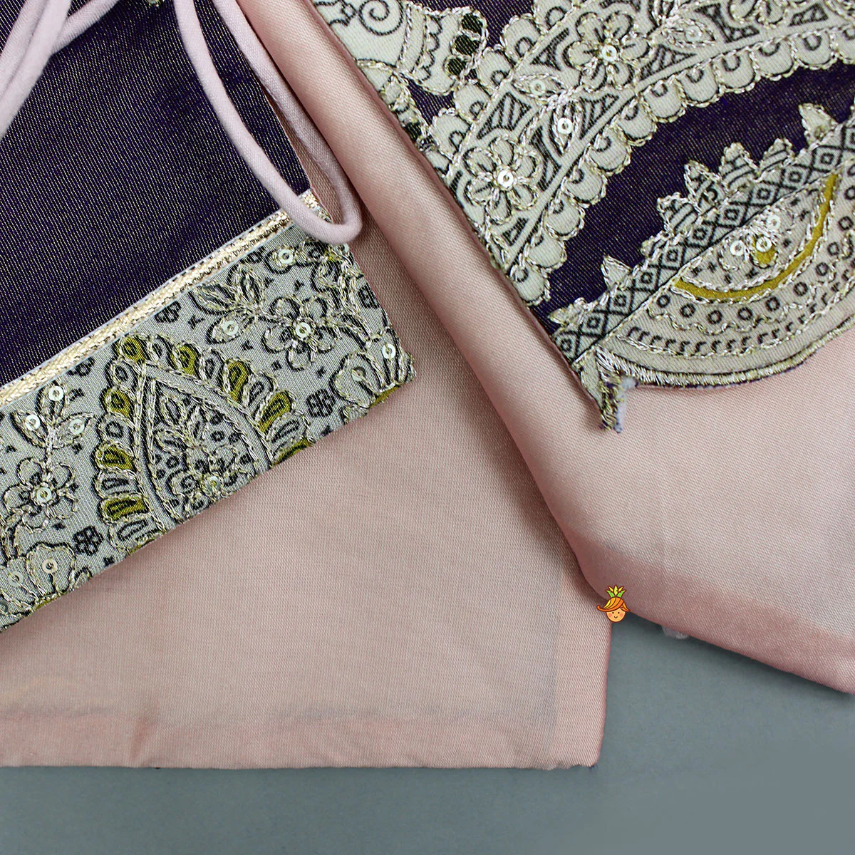 Pink Kurta With Side-Knot Detailed Shimmer Jacket And Pyjama - Image 8