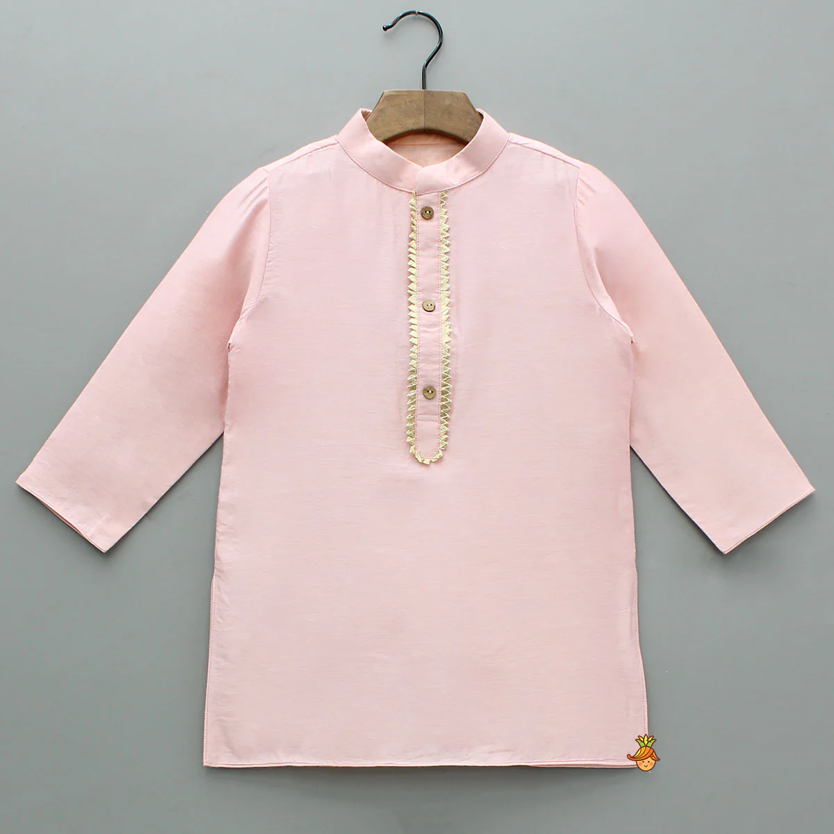 Pink Kurta With Zari Detailed Multi Tone Jacket And Pyjama - Image 4