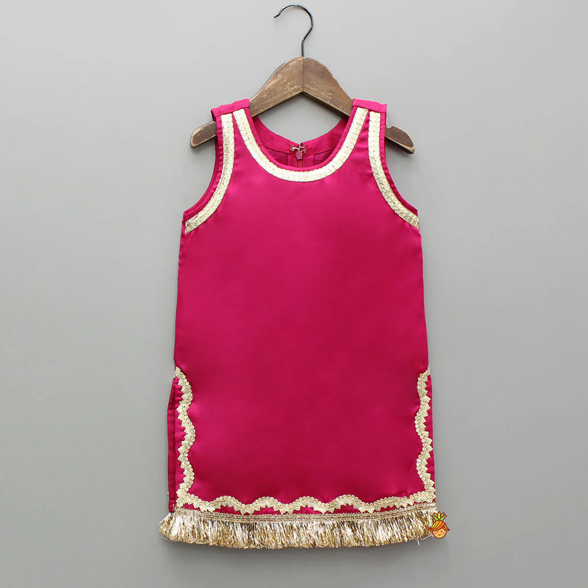 Pink Lace Work Kurti And Sharara With Matching Net Dupatta - Image 4