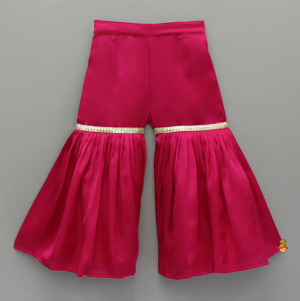Pink Lace Work Kurti And Sharara With Matching Net Dupatta - Image 5