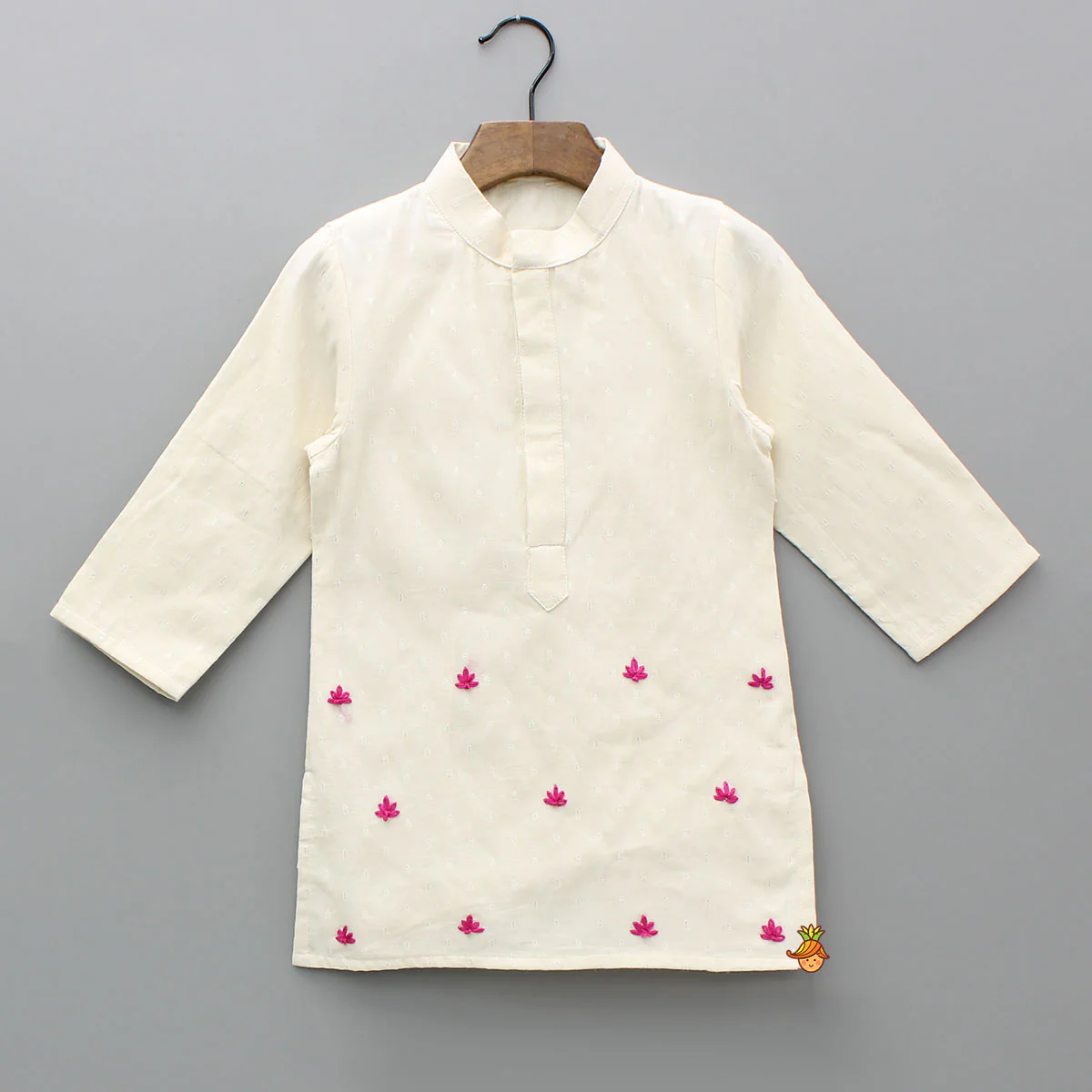 Pink Lotus Embroidered Kurta And Pyjama - Image 3