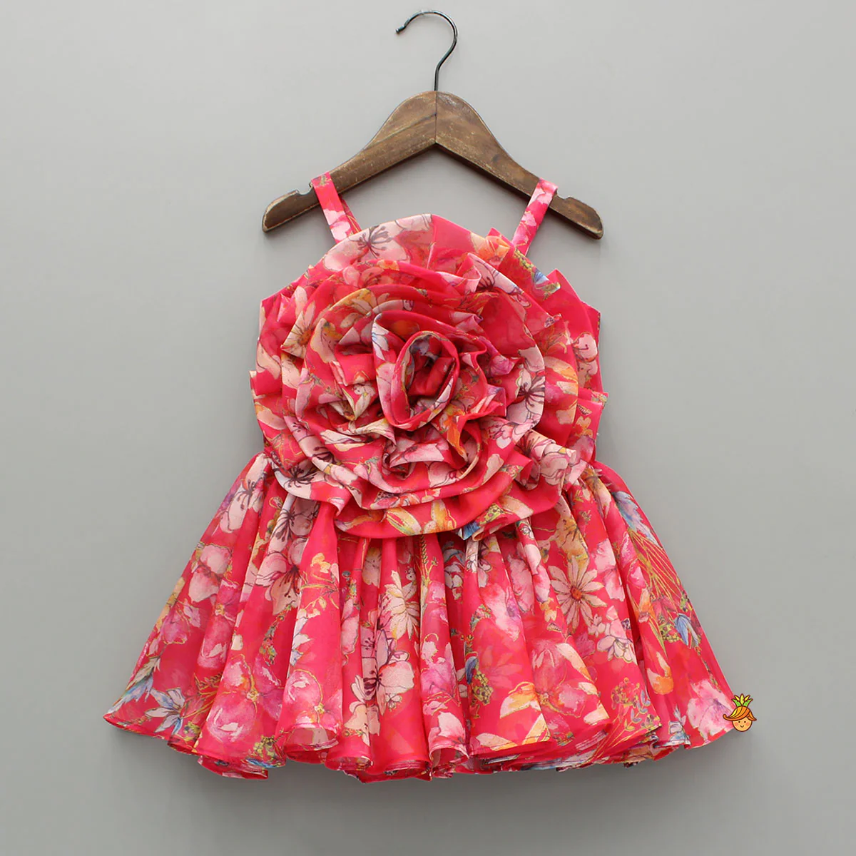 Pink Multicolour Printed Strappy Dress
