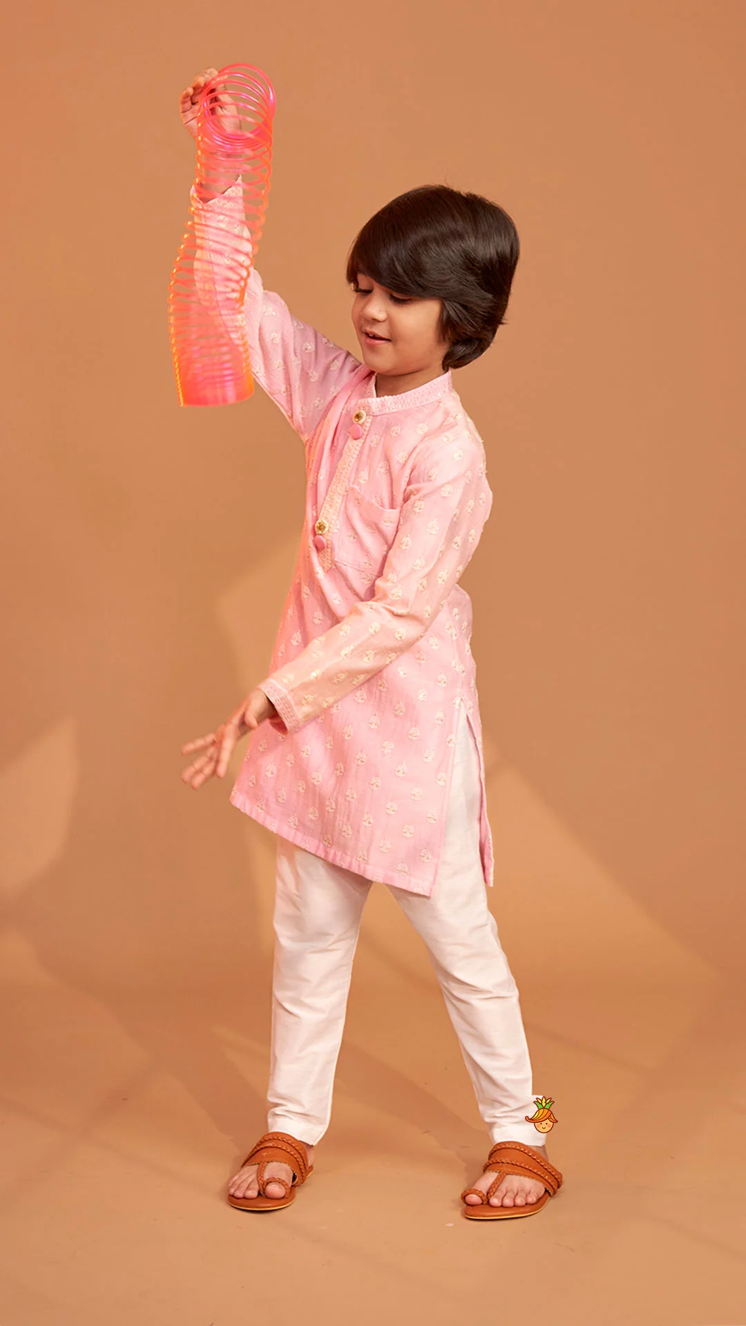 Pink Ombre Kurta With Off White Pyjama - Image 4