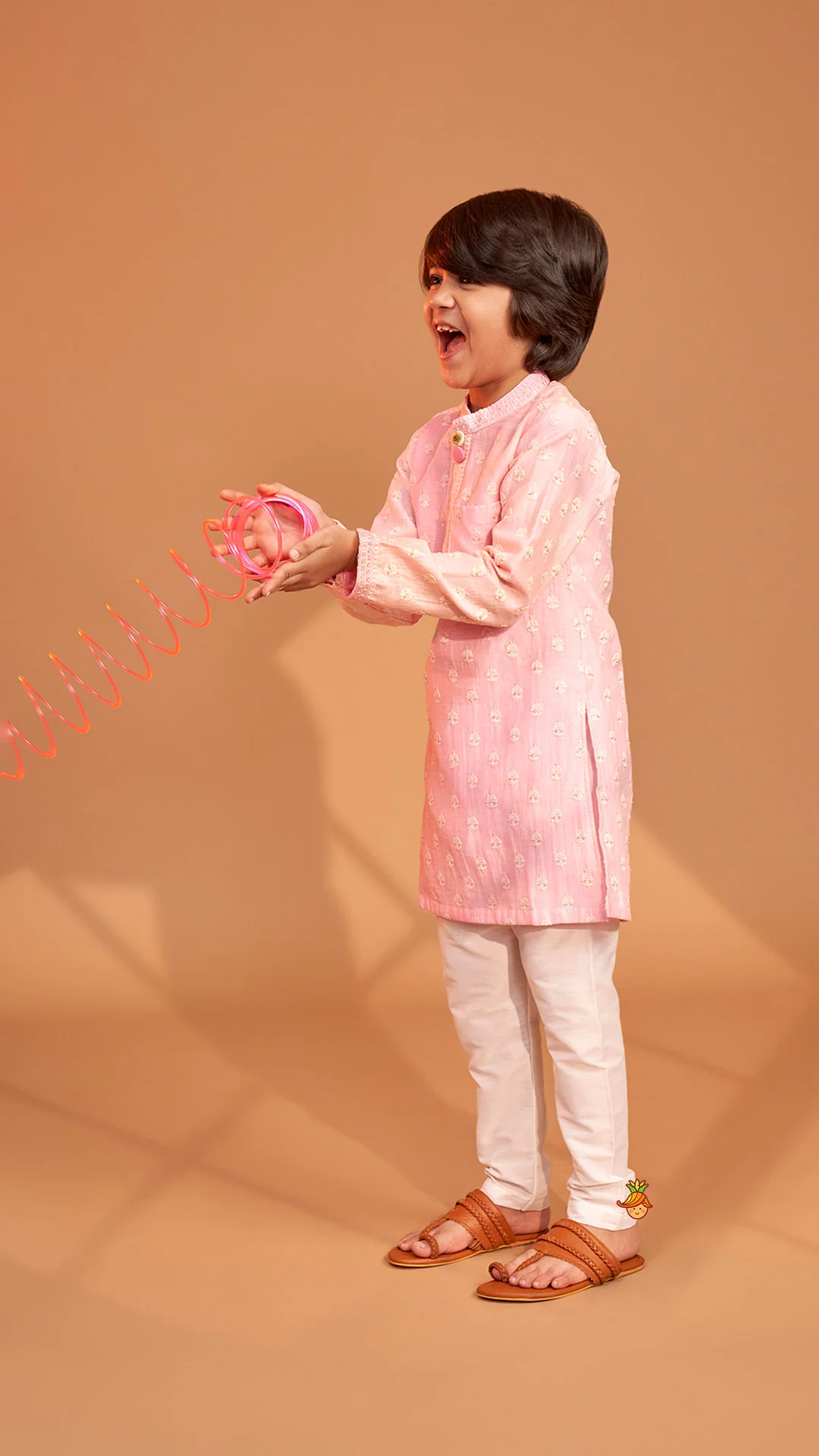 Pink Ombre Kurta With Off White Pyjama - Image 5