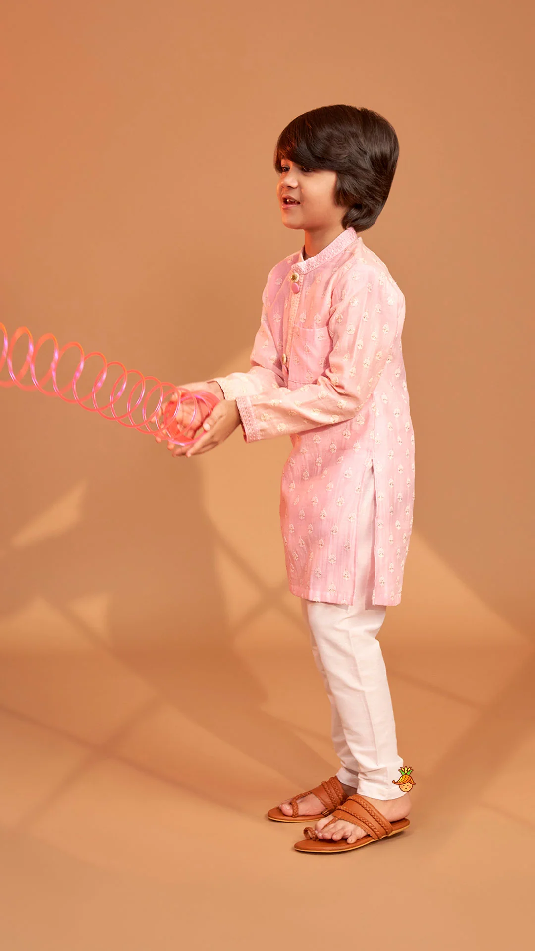 Pink Ombre Kurta With Off White Pyjama - Image 6