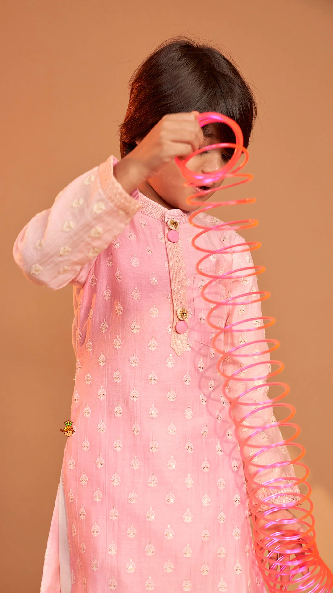Pink Ombre Kurta With Off White Pyjama - Image 7