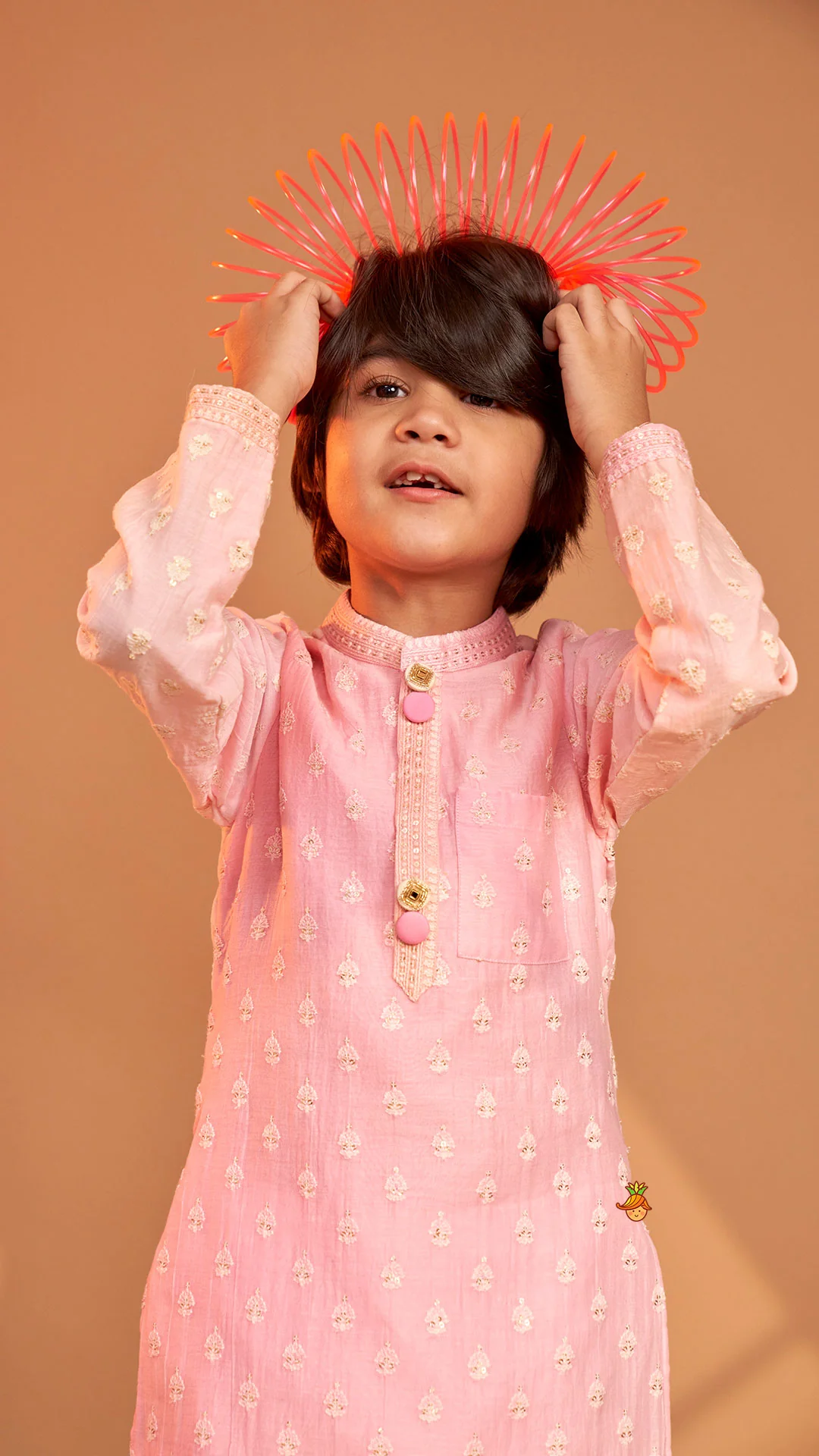Pink Ombre Kurta With Off White Pyjama - Image 8
