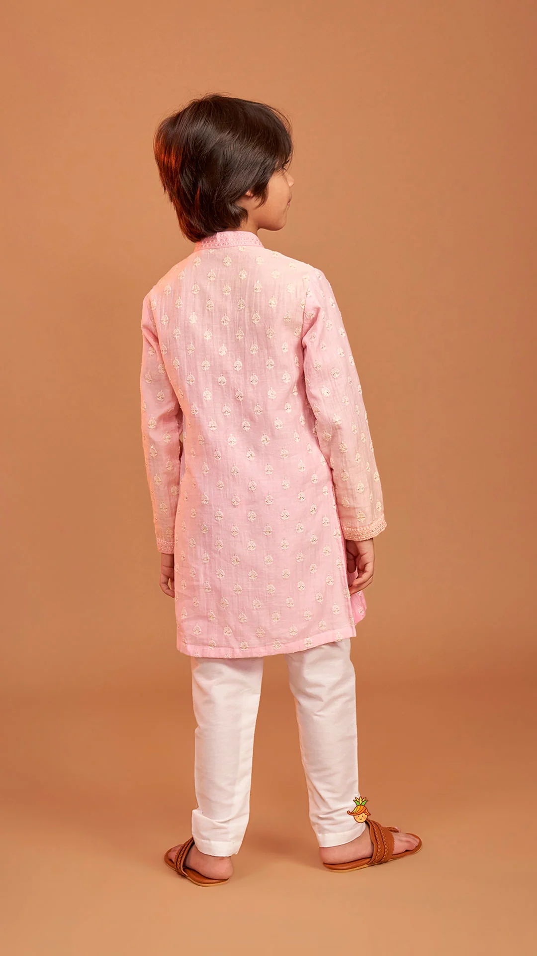 Pink Ombre Kurta With Off White Pyjama - Image 9