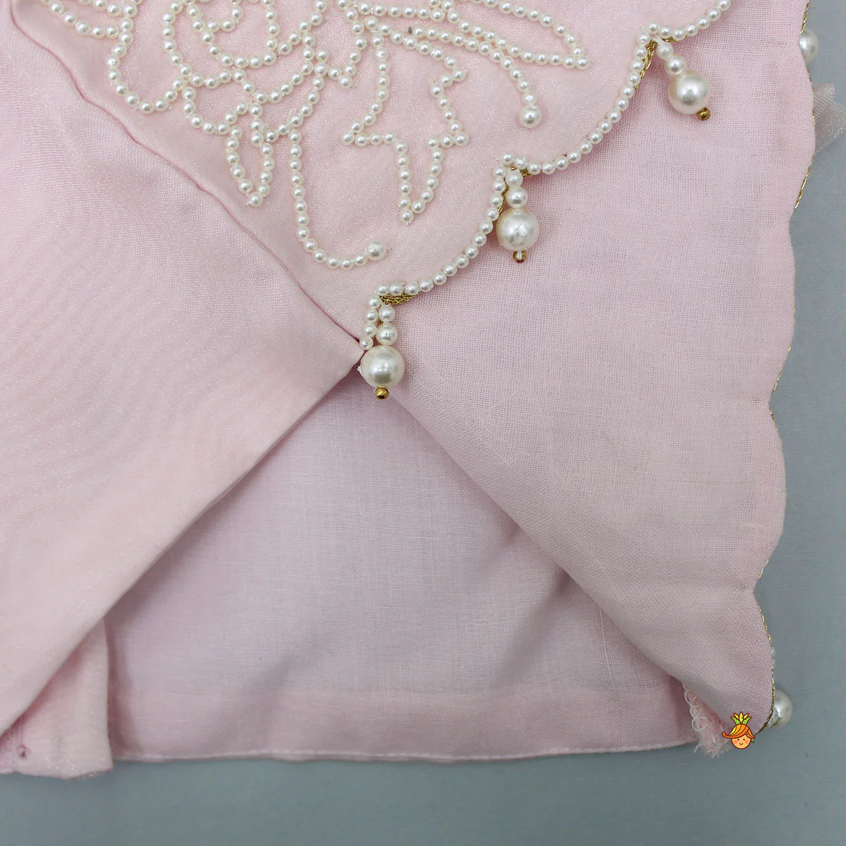 Pink Pleated Top And Beige Lehenga - Image 5